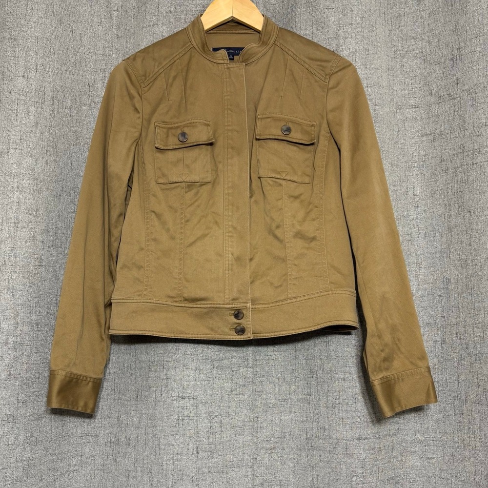 Anne Klein Jacket Women Medium Tan Denim Zipper